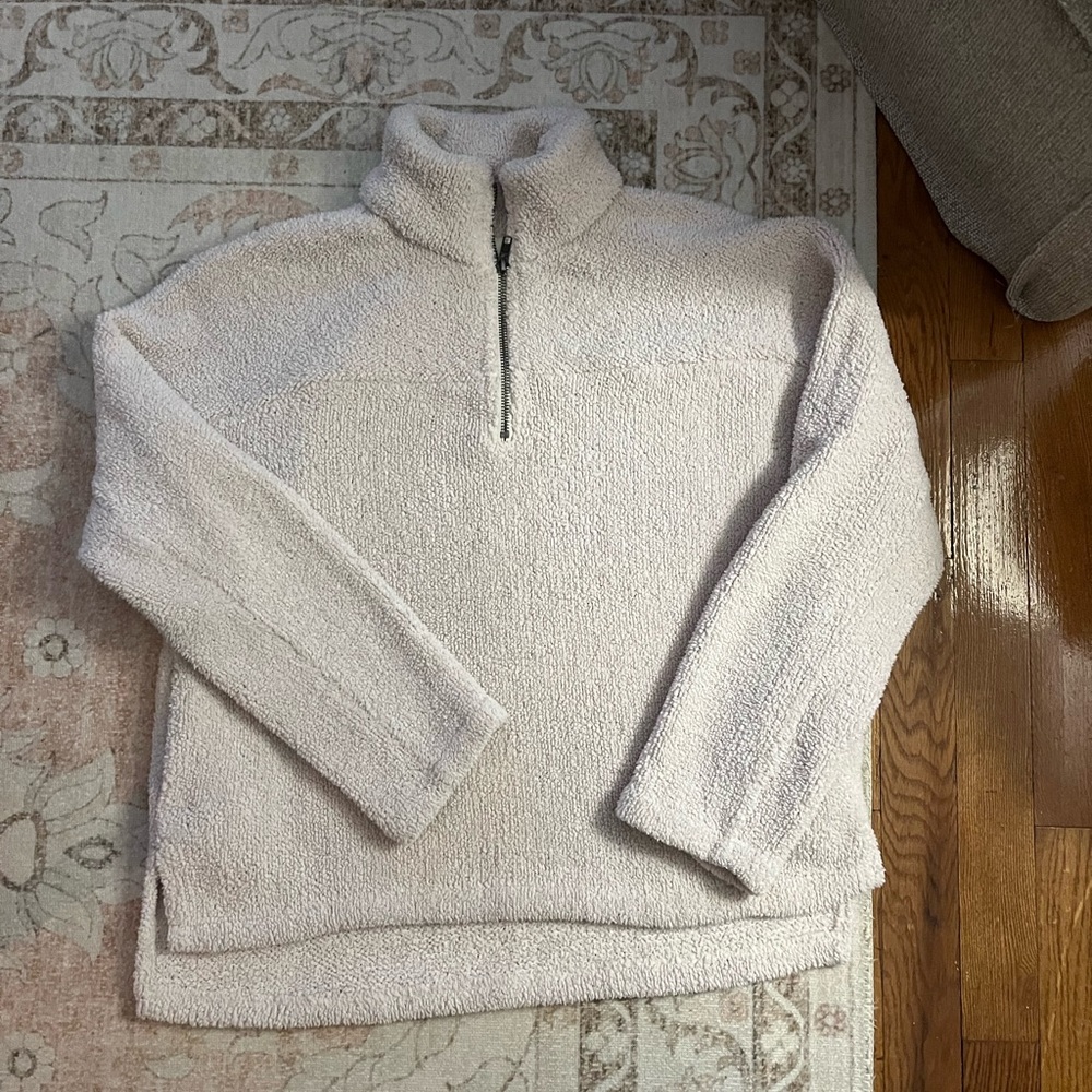 Altar’d State Beige Sherpa Quarter Zip